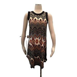 Divine Charm Small Dress Sleeveless Black Crochet Neck Knee Stretch CD1037
